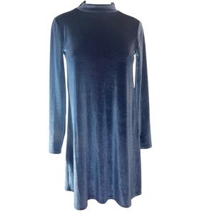 Forever 21 Long Sleeve Mock Neck Velvet Dress Size S Whimsigoth Fairy Gr…